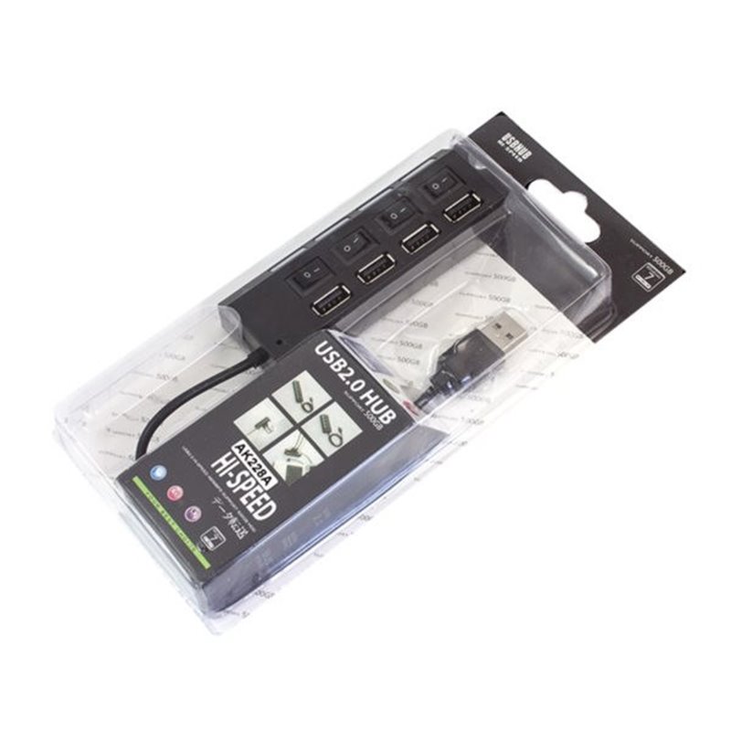 USB HUB 4-portový so samostatnými vypínačmi AK228A