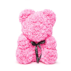 Darček Medvedík z ruží ružový 40cm DMR-40