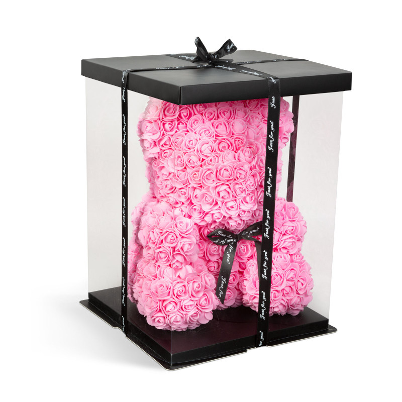 Darček Medvedík z ruží ružový 40cm DMR-40