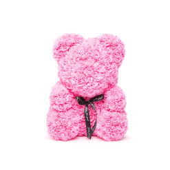 Darček Medvedík z ruží ružový 25cm DMR-25