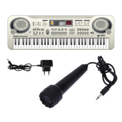 Varhany detské+mikrofón 61 klávesov strieborné S14278