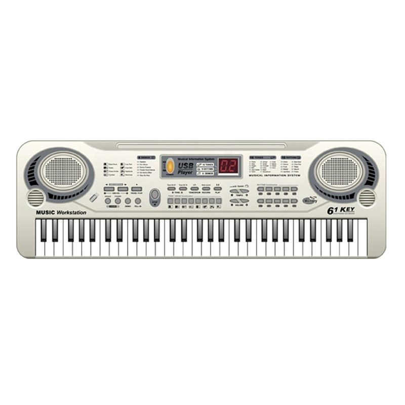 Varhany detské+mikrofón 61 klávesov strieborné S14278