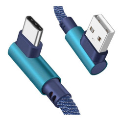 Kábel USBA-USBC 1m 2A modrý uhlový
