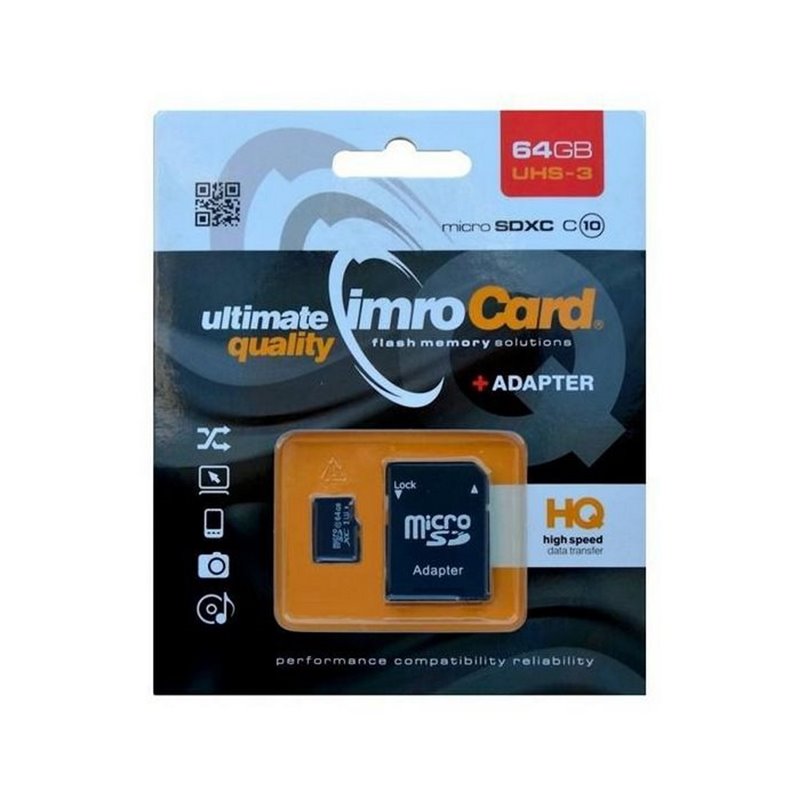 Karta Micro SD+adaptér 64GB class10 IMRO UHS-3