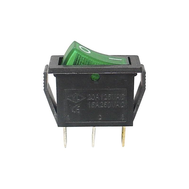 Vypínač kolískový 250V/20A zelený STV04