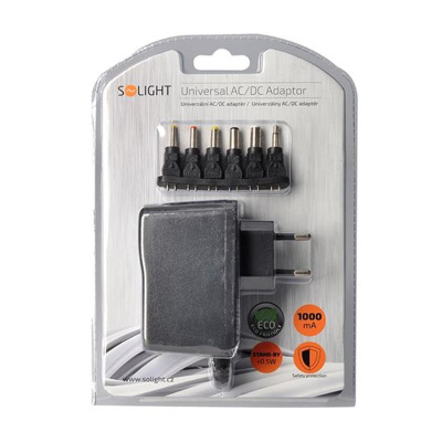 Adaptér sieťový univerzálny s hrebienkom SOLIGHT DA25 1000mAh