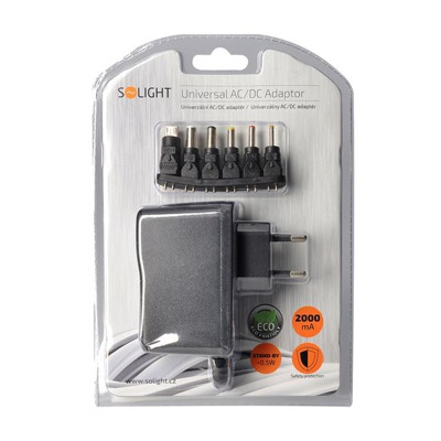Adaptér sieťový univerzálny s hrebienkom SOLIGHT DA27 2000mAh