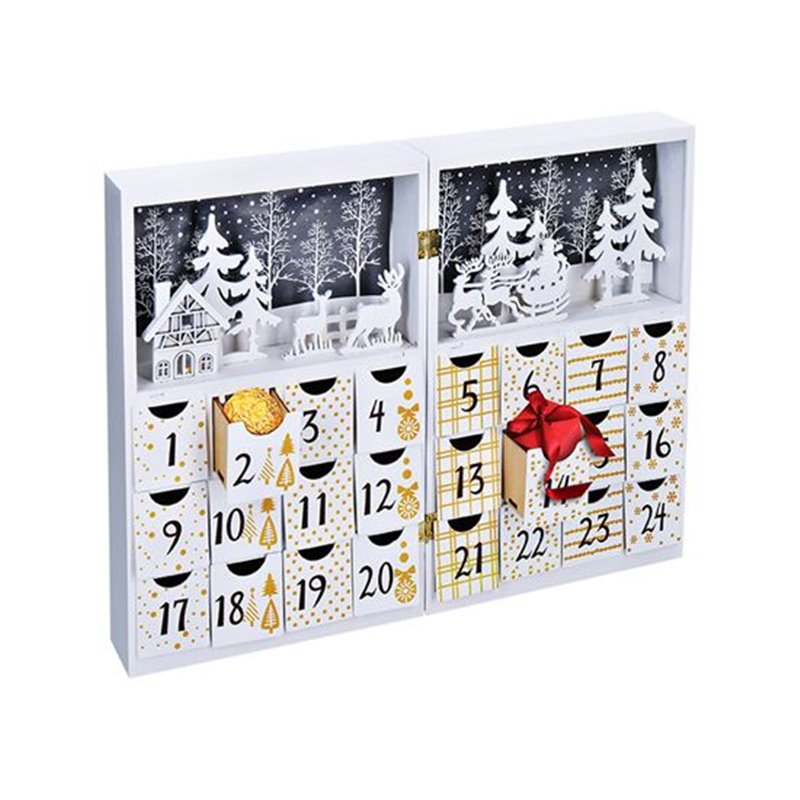 Dekorácia vianočná adventný kalendár kniha SOLIGHT 1V244 (40x30x4,5cm; 2xAAA)