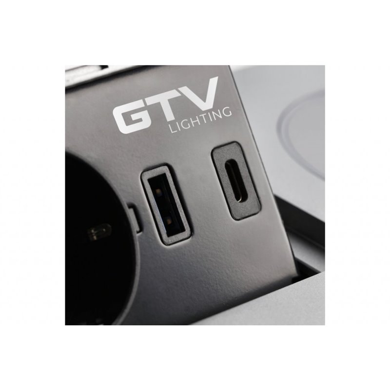 Zásuvka vstavaná GTV AE-PB1FAVAP-53 1-zás+USBA+USBC+nab. mobilu strieborná AVARO PLUS
