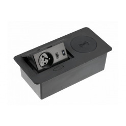 Zásuvka vstavaná GTV AE-PB1FAVAP-20 1-zás+USBA+USBC+nab. mobilu čierna AVARO PLUS