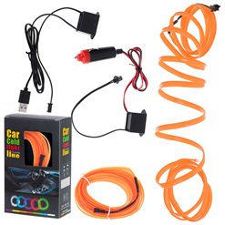 Ambientní osvětlení do auta 12V+USB 5m oranžové CAR COLD LIGHT LINE AO-5O