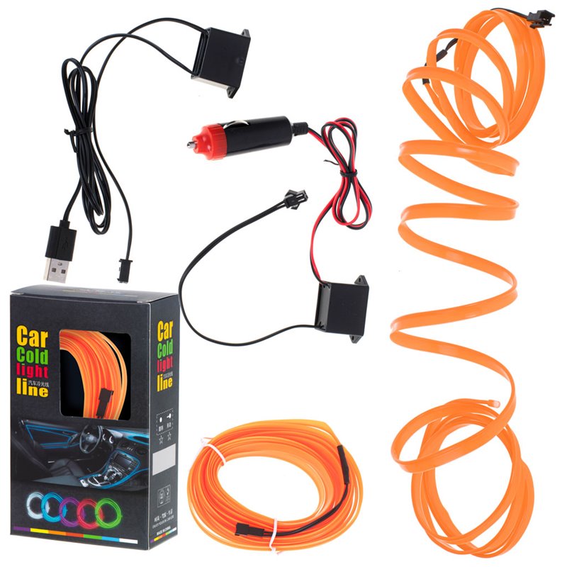 Ambientné osvetlenie do auta 12V+USB 5m oranžové CAR COLD LIGHT LINE AO-5O