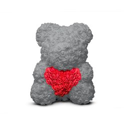 Darček Medvedík z ruží sivo-červený 40cm DMSC-40