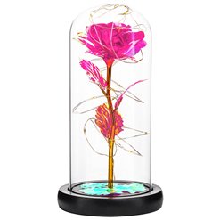 Darček večná ruža v skle LED ružová ROSE OF LOVE VRS-25P