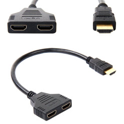 Kábel rozbočovač HDMI 1xHDMI-2xHDMI 30cm plochý