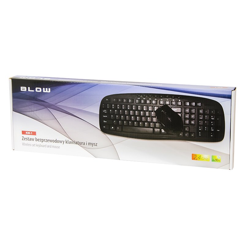 Klávesnica k PC+myš bezdrôtová BLOW KM-1 čierna