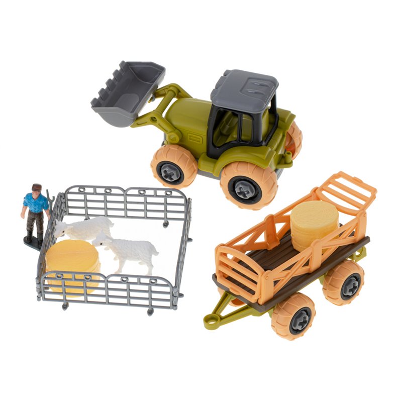 Hračka traktor s vlečkou a slamou FARM TRUCK NO.8802B