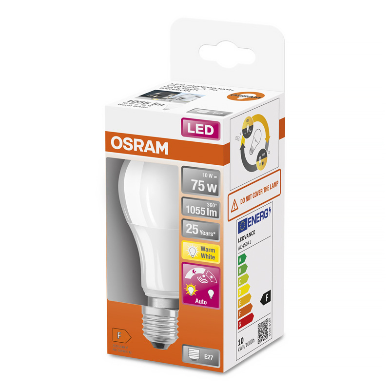 Žiarovka OSRAM LED SCLA75DS E27 10W/827 DAYLIGHT SENSOR so senzorom denného svetla