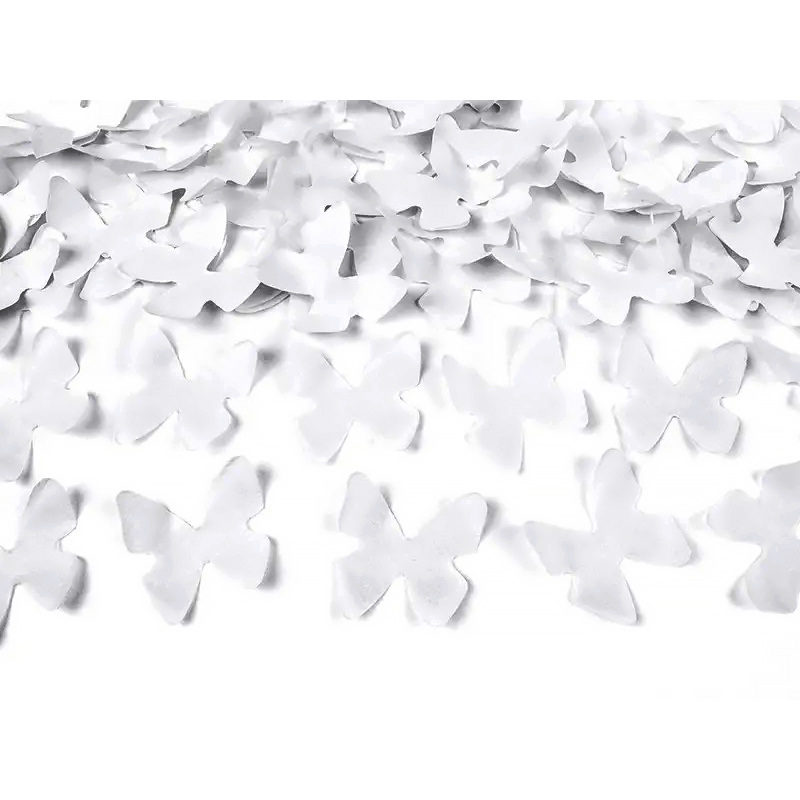 Vystrelovacie konfety biele motýliky 60cm Party Deco