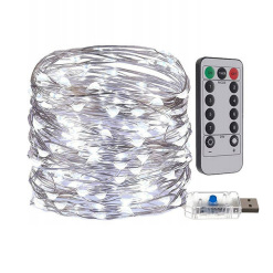Vianočná súprava LED VG300/CW/P/USB+DO 300ks 30m studená biela IP44 8 programov