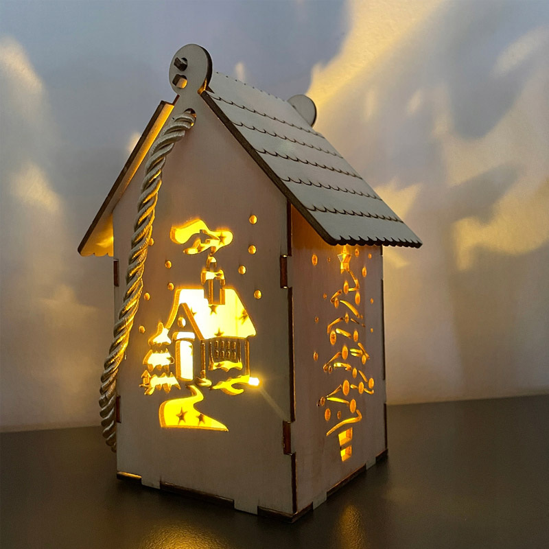 Vianočná dekorácia LED adventný drevený domček Ruhhy LX48