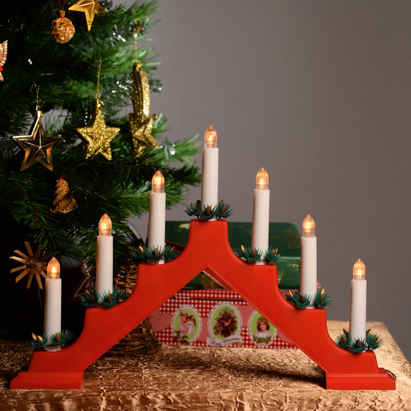 Vianočná dekorácia svietnik KAL02 červený