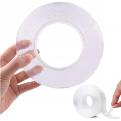 Páska obojstranná transparentná 30x2mm x5m opätovne použiteľná (akrylová guma)