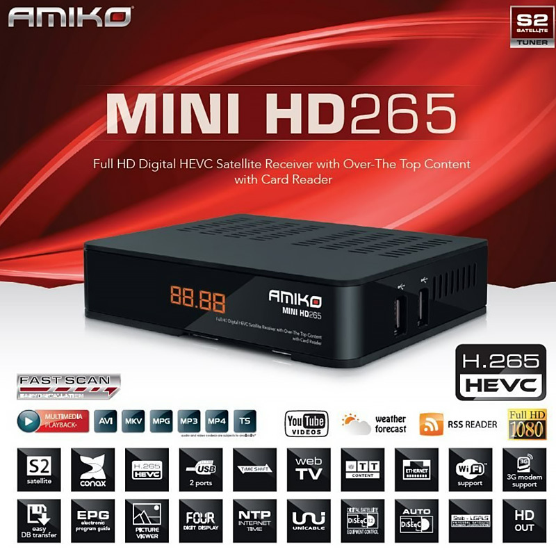 Prijímač satelitný Amiko Mini HD265