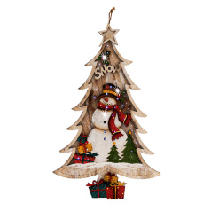 Dekorace vánoční dřevěný stromek s optickými vlákny KID24