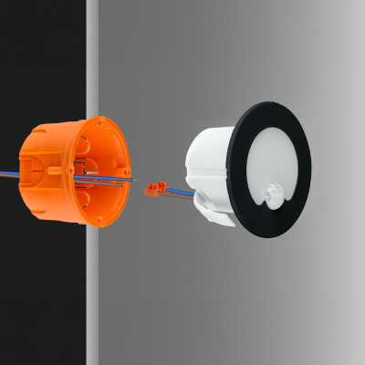 Svietidlo pozičné LED DPM YCB178B-PIR 1,2W/4000K čierne 230V okrúhle