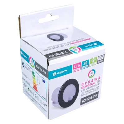 Svietidlo pozičné LED DPM YCB178B-PIR 1,2W/4000K čierne 230V okrúhle