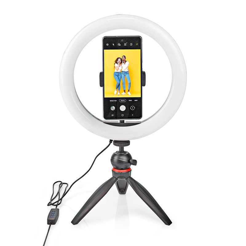 Selfie lampa so statívom a ovládaním jasu NEDIS RLSTND100BK