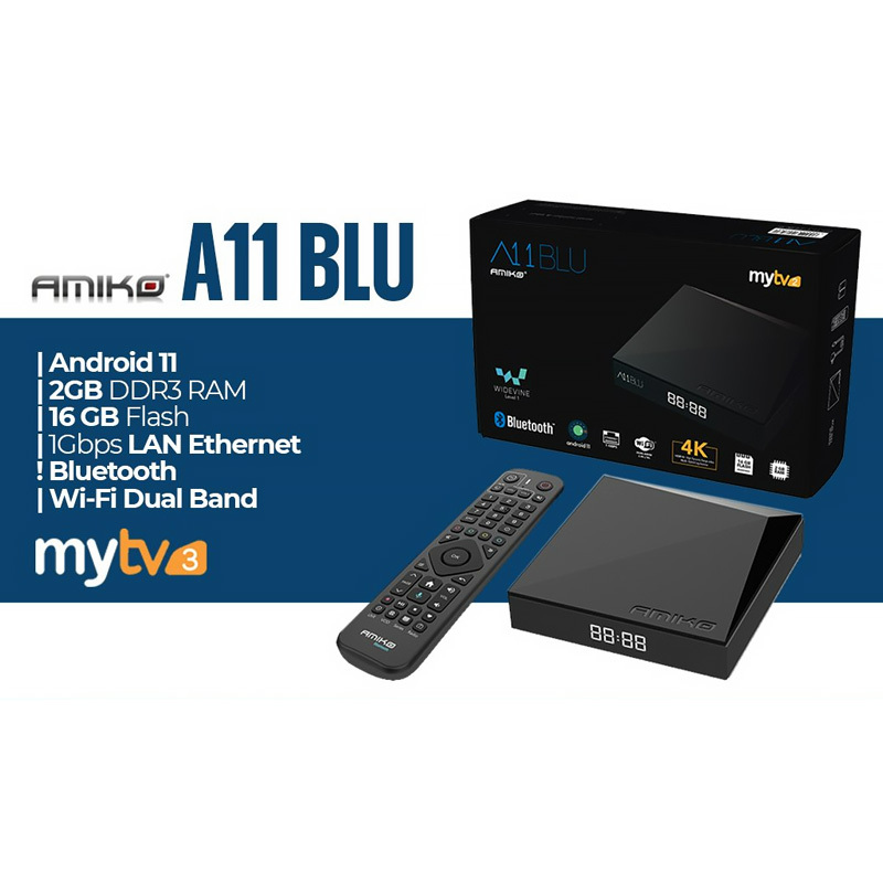 Prijímač Android smart TV BOX AMIKO A11 BLUE Android