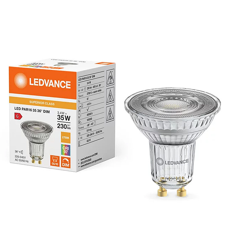 Žiarovka LEDVANCE LED PAR16D3536 GU10 3,4W/927 36° DIM SC