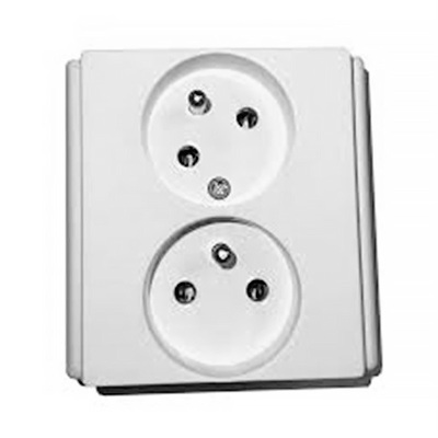 Dvojzásuvka panelová SEZ Z3221-GP biela šikma