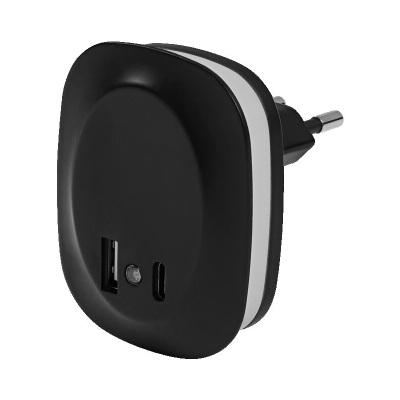 Svietidlo nočné LED LEDVANCE LUNETTA EDGE USBC+USBA súmrakový senzor čierne