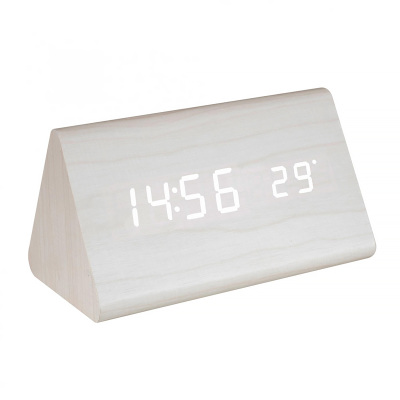 Budík digitálny drevo biele+teplomer OC07