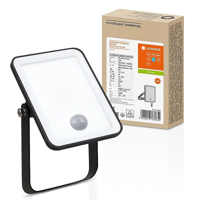 Reflektor LED 10W+PIR 6500K BK LEDVANCE FL ESSENTIAL SENSOR