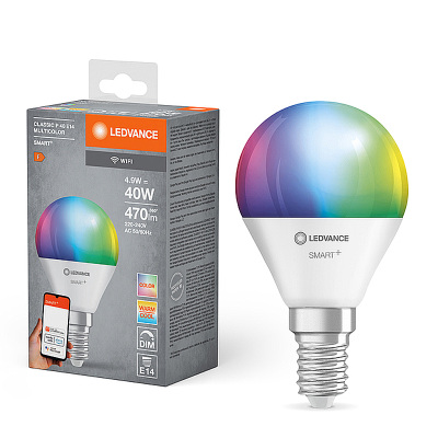 Žiarovka LEDVANCE LED SMART WIFI CLP40 E14 4,9W/2700-6500 + RGBW CCT ilumka