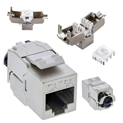 Káblová dátová zásuvka 1xRJ45 STP Cat.6A 10Gbit/s kovová SOLEX RJ10 Keystone