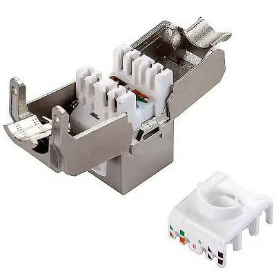 Káblová dátová zásuvka 1xRJ45 STP Cat.6A 10Gbit/s kovová SOLEX RJ10 Keystone