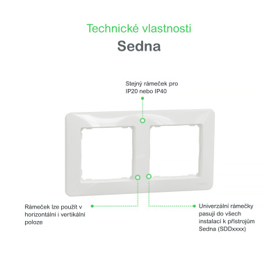 Dvojrámček SCHNEIDER SEDNA SDD311802 biely