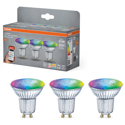 Žiarovka OSRAM LED SMART WIFI GU10 4,7W/2700-6500 + RGBW CCT 45° (3PACK BASE)