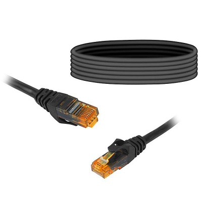 Kábel RJ45-RJ45 10m Cat.6E UTP čierny