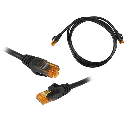 Kábel RJ45-RJ45 1m Cat.6E UTP čierny